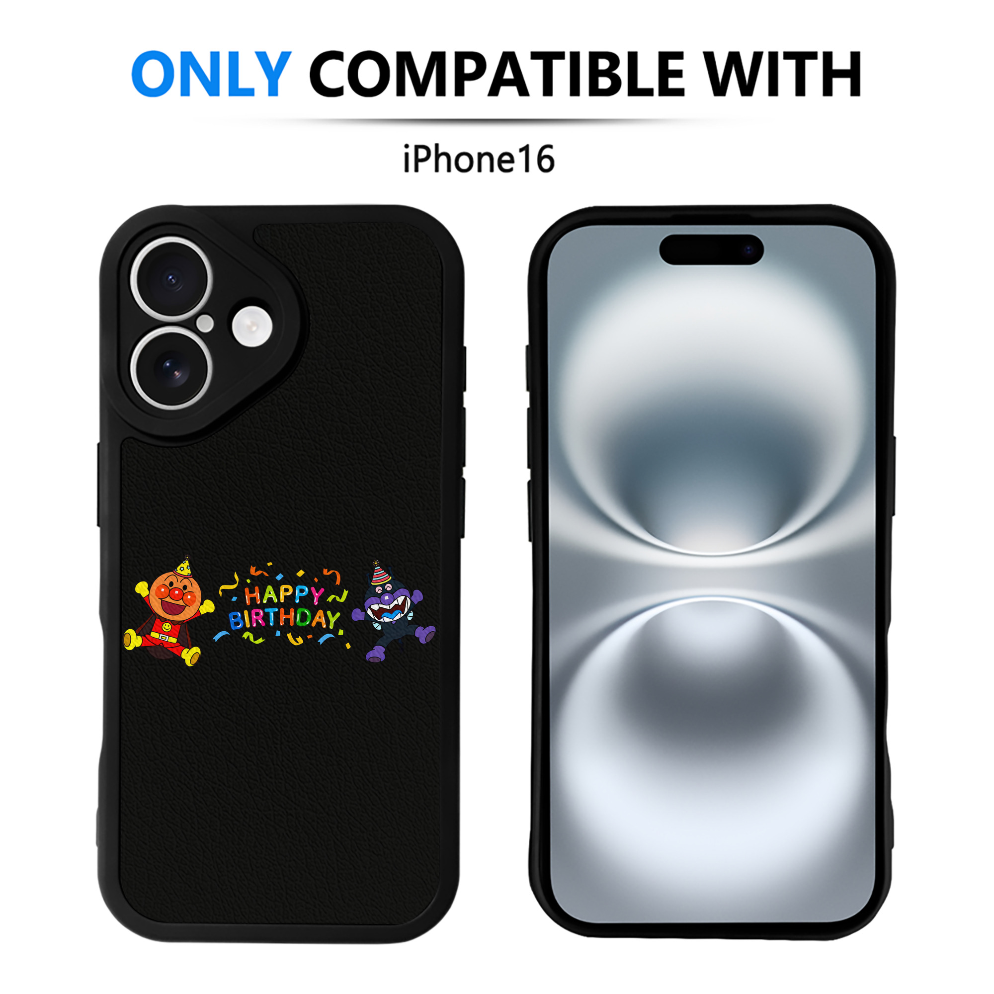 （画像用） アンパンマン Anpanman 【iPhone 16シリーズ対応】シリコンスマホケース（レザー調） 材質：シリコン